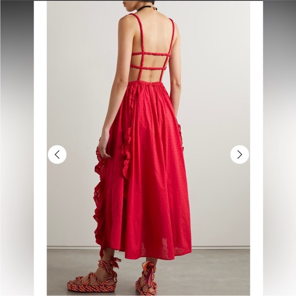 Farm Rio Heart Shaped Bodice Midi Ruffled Dress - Picture 8 of 16